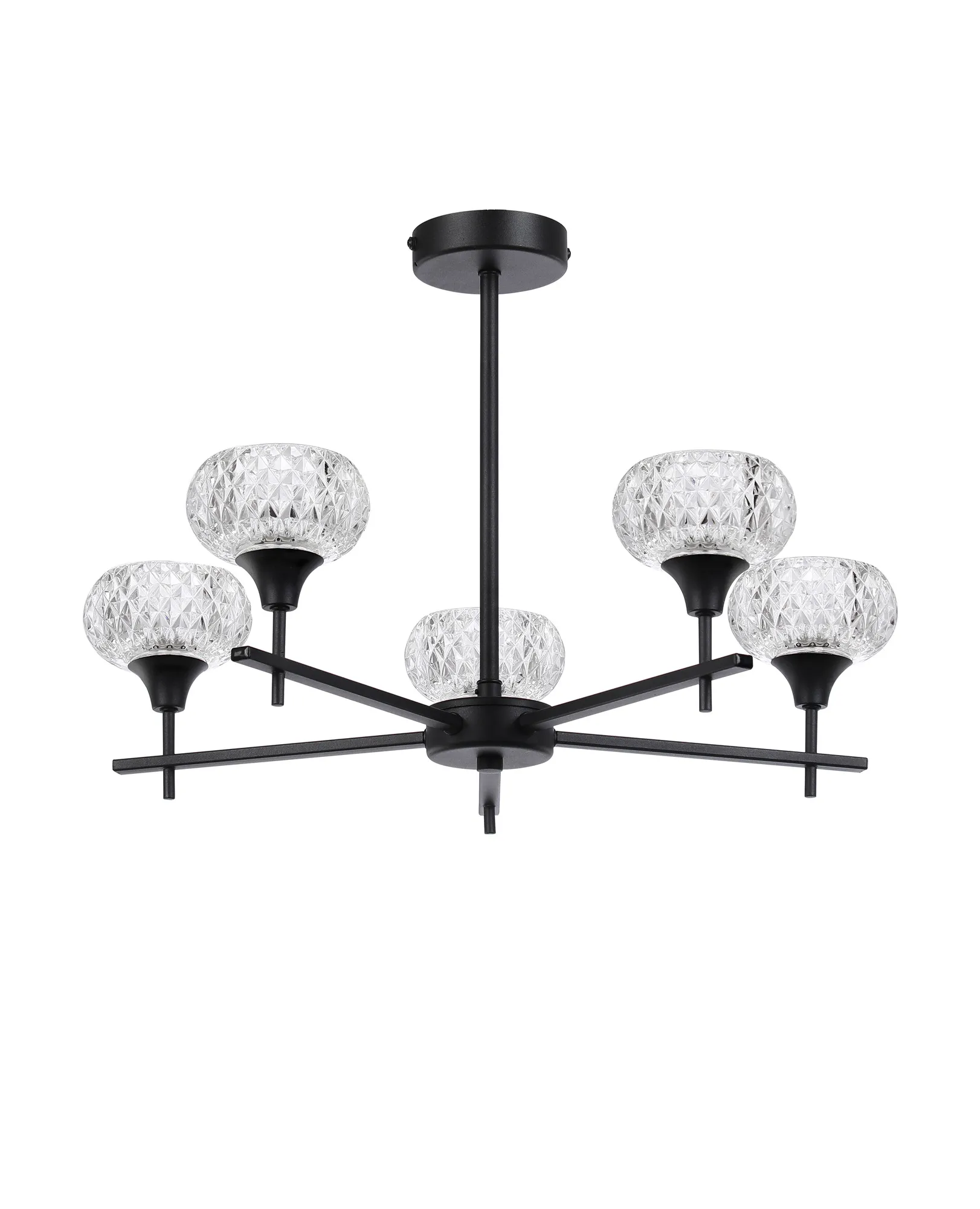 Aria Glass Fixed Pendant 5 Light IP44 Satin Black D0847BL  Deco Aria